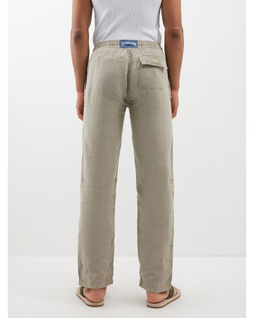 Vilebrequin Natural Pacha Drawstring Linen Trousers for men