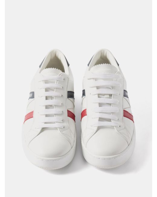 Moncler Monaco Faux-leather Trainers in White for Men | Lyst