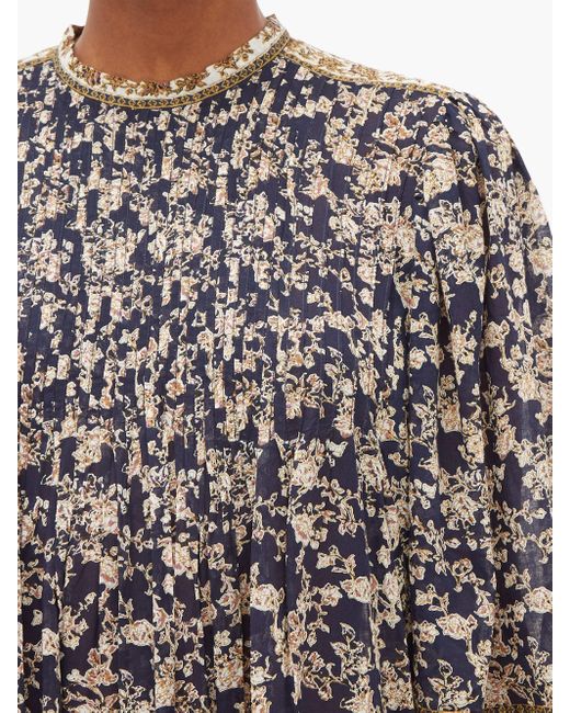 Étoile Isabel Marant Vanille Floral-print Pintuck Pleated Dress in Blue |  Lyst