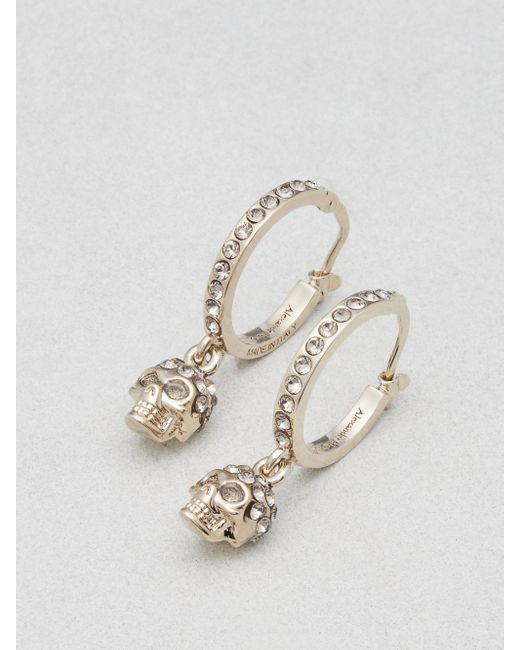 Alexander McQueen White Skull Crystal-embellished Earrings