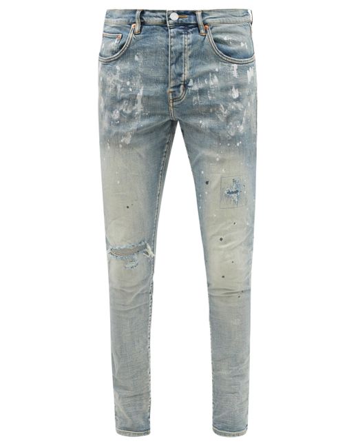 Purple Brand Denim P001 Distressed Painted Slim-leg Jeans in Blue for ...