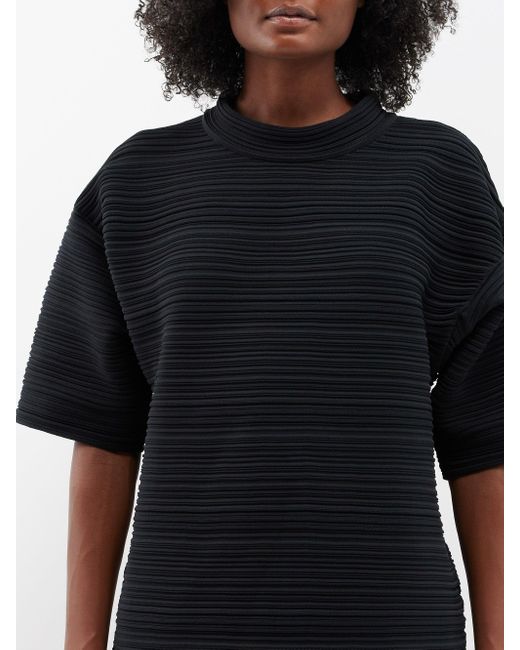 Pleats Please Issey Miyake Black Short-sleeved Technical-pleated Top