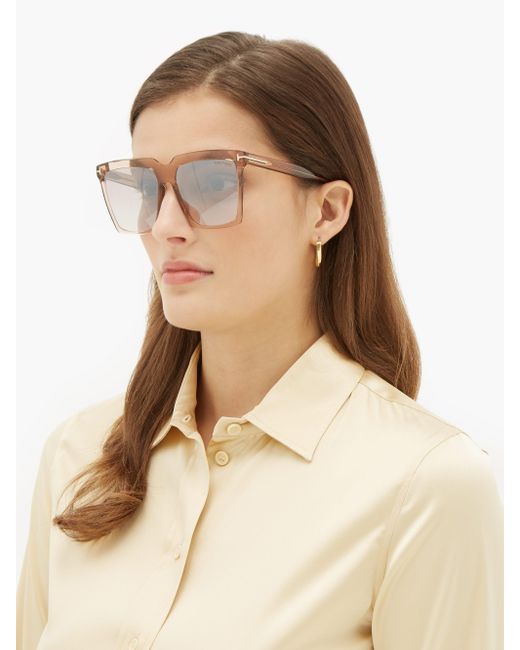 Tom Ford Sabrina Square Acetate Sunglasses | Lyst