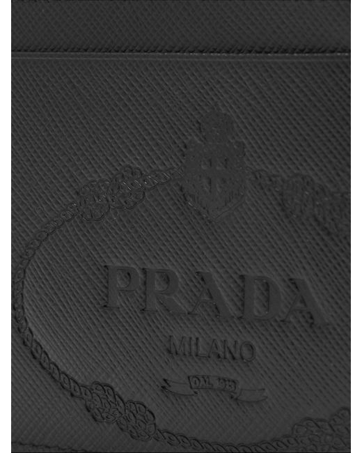 Prada Logo-debossed Saffiano-leather Cardholder in Black for Men - Save ...