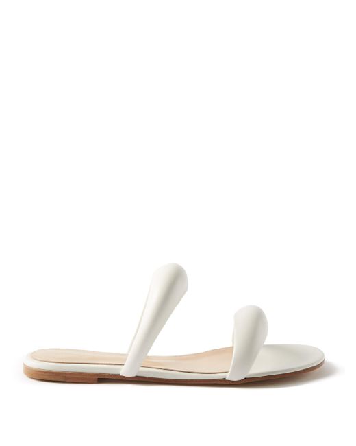 Gianvito Rossi Padded-strap Leather Slides in White - Lyst