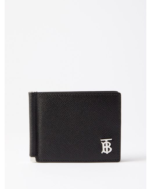 Burberry Tb-logo Grained-leather Bi-fold Wallet in Black for Men | Lyst ...