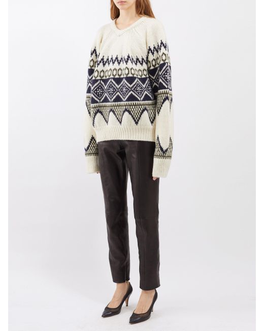 Khaite Nalani Fair Isle-jacquard Cashmere-blend Sweater in Gray | Lyst