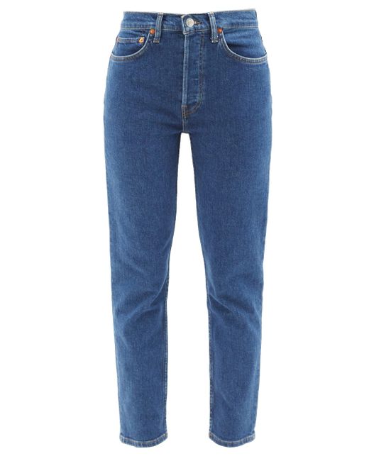 RE/DONE Denim 90s High-rise Slim-leg Jeans in Dark Blue (Blue) - Lyst