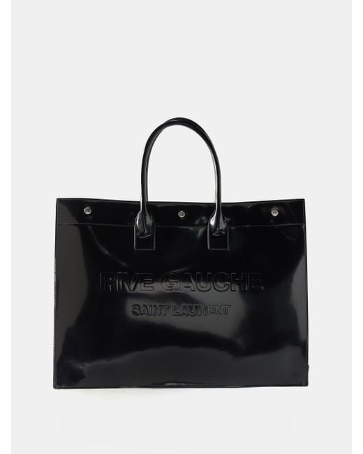 Saint Laurent Rive Gauche Patent-leather Tote Bag in Black for Men | Lyst