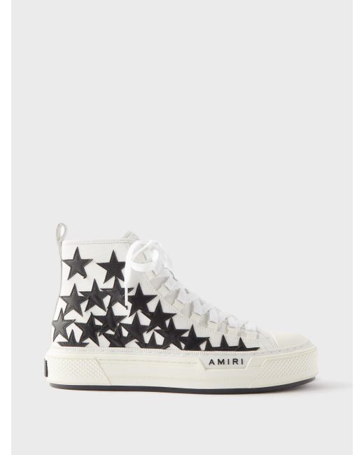 Amiri Stars Court Cotton-canvas High-top Trainers in White for Men | Lyst