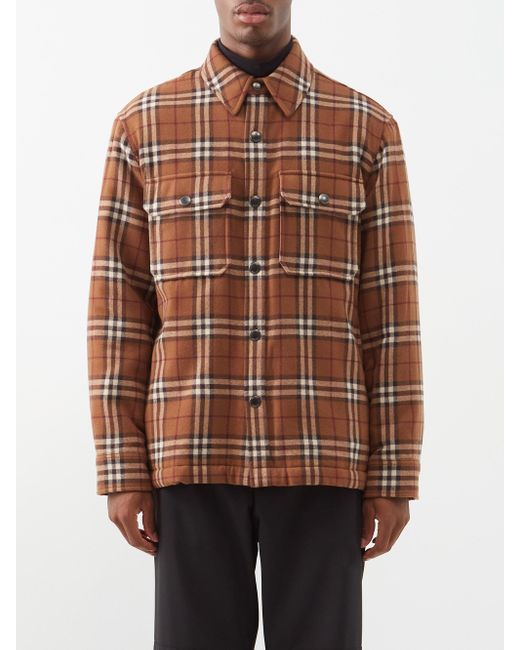 Burberry Calmore Vintage Check Wool-blend Overshirt in Brown for Men ...