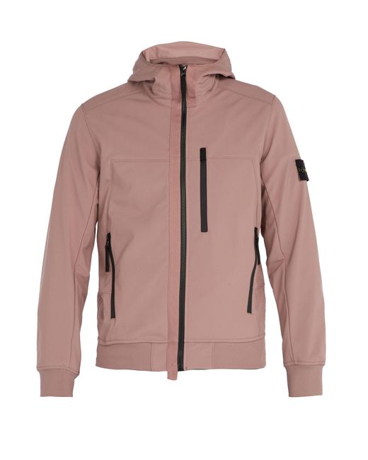 Stone Island Fleece Soft Shell-r Waterproof Hooded Jacket in Pink for Men |  Lyst Australia