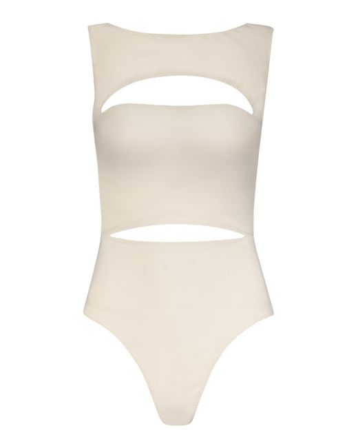 Matthew Bruch Synthetic Claudia Cream Cutout One Piece in Natural | Lyst