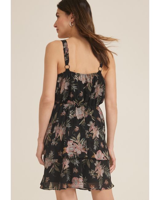 maurices Multicolor Bare Surplice Floral Tiered Mini Dress