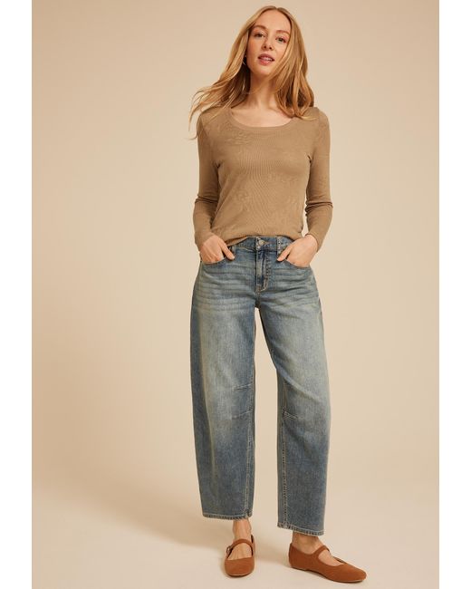 maurices Natural Size Floral Jacquard Mesh Top