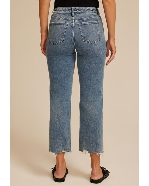Flying Monkey Blue High Rise Fray Hem Wide Leg Jeans