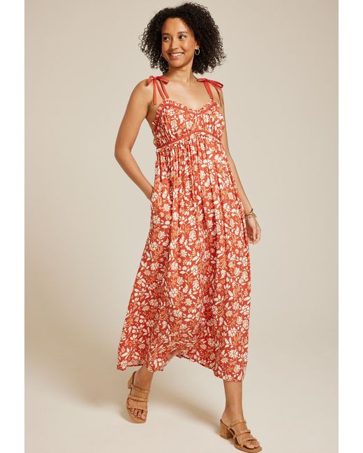maurices Orange Band Of The Free Sweetheart Neck Midi Dress