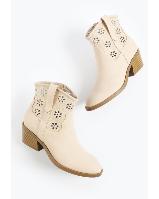 maurices Natural Supercush Floral Eyelet Western Boot