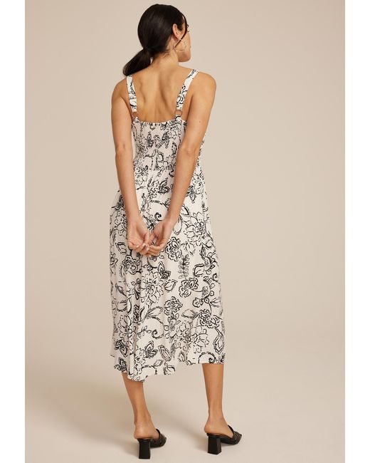 maurices Natural Bare Ruched Square Neck Midi Dress