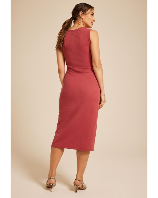 maurices Red 24/7 Bare Twist Waist Midi Dress