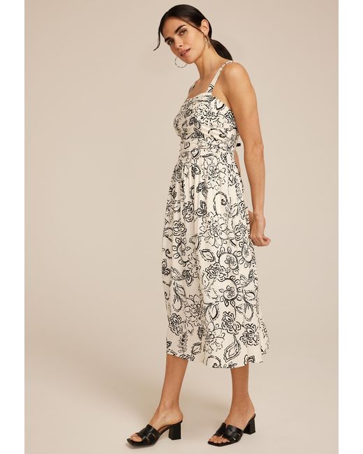 maurices Natural Bare Ruched Square Neck Midi Dress