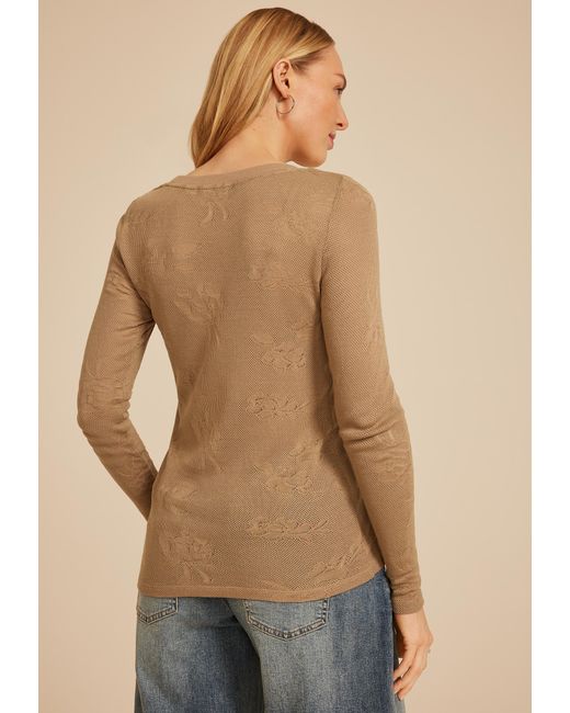 maurices Natural Size Floral Jacquard Mesh Top