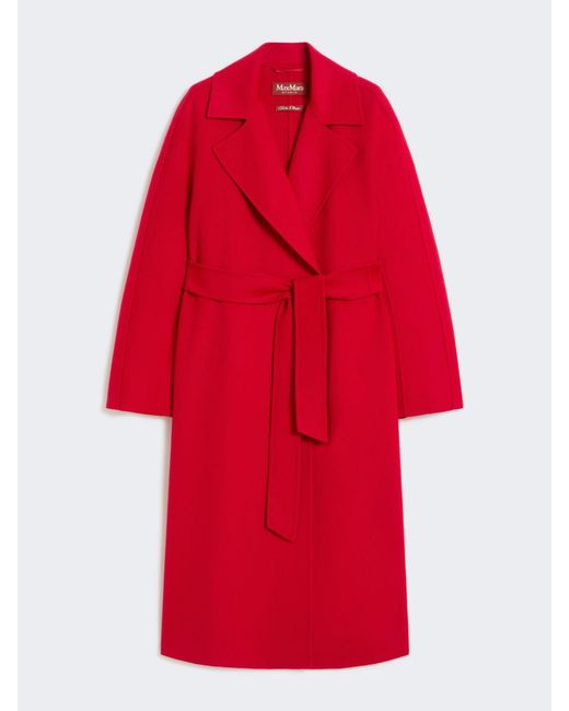 Max Mara Red Langer Mantel Aus Wolle, Kaschmir Und Seide