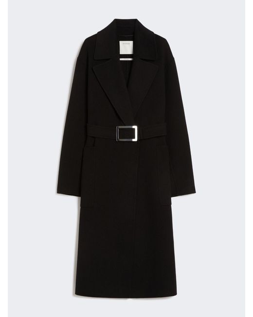 Max Mara Black Pure Wool Robe Coat