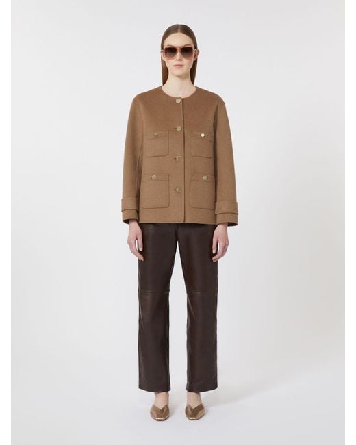 Max Mara Natural Cropped Wool Broadcloth Jacket