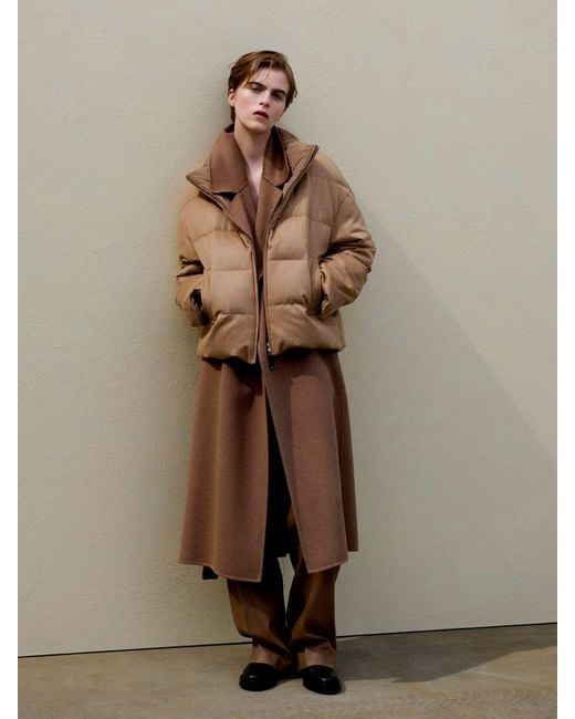 Max Mara Natural Reversible Camel Drap Puffer Jacket