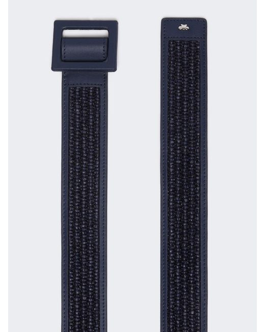 Max Mara Raffia Effect Belt in Blue | Lyst