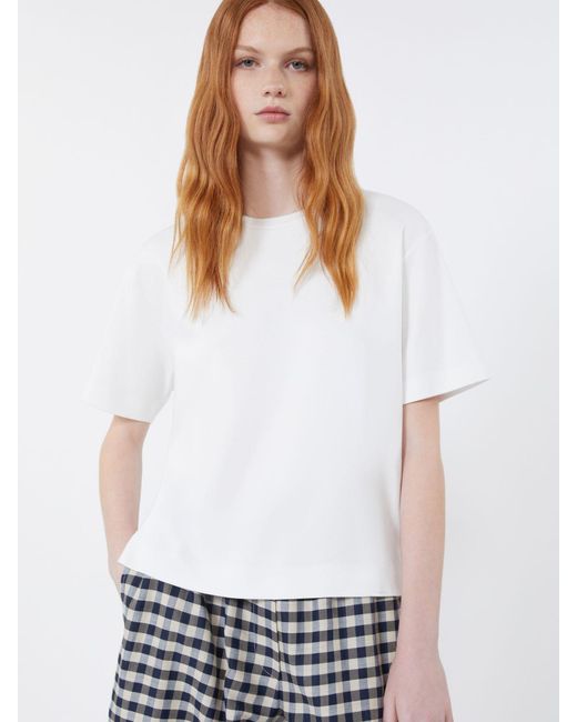 Max Mara Women's White Cotton Jersey Boxy T-Shirt