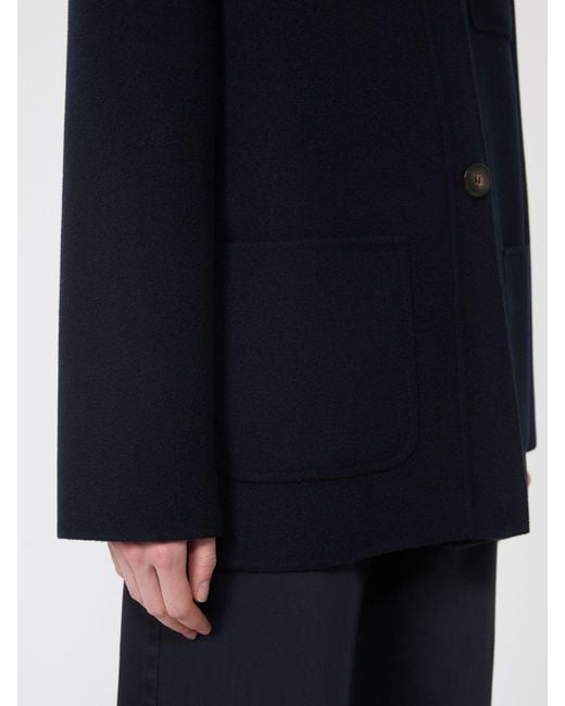 Max Mara Black Mantel Mit Kapuze, Aus Wolle, Kaschmir Und Seide
