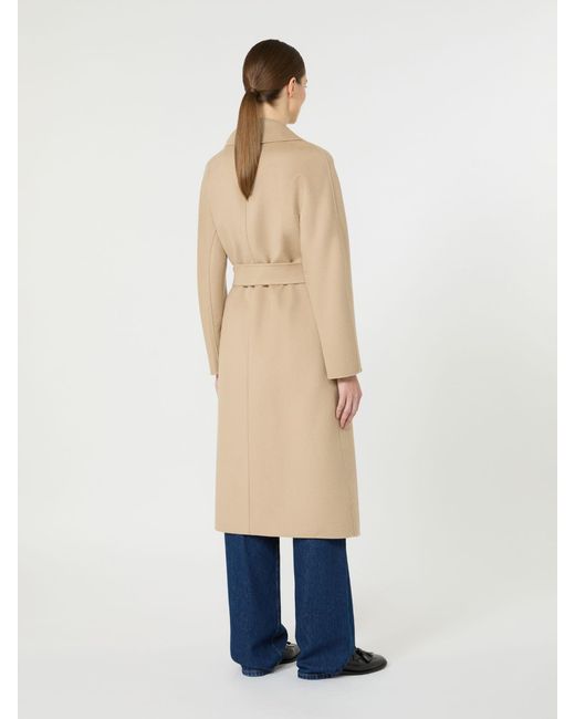 Max Mara Natural Langer Mantel Aus Wolle, Kaschmir Und Seide