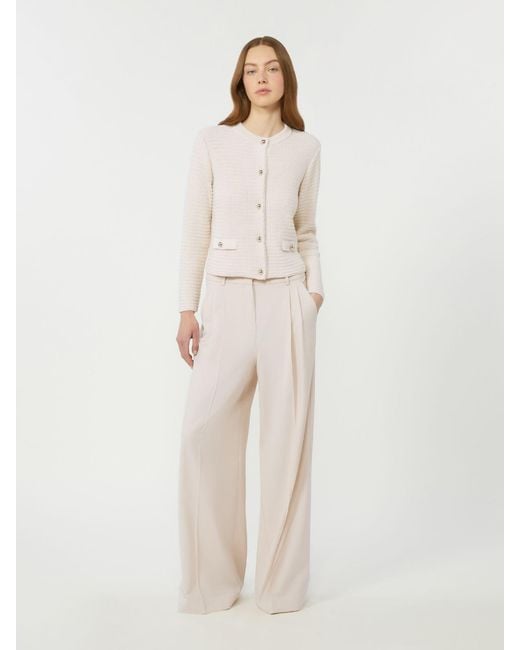 Max Mara White Wool-Blend Trousers
