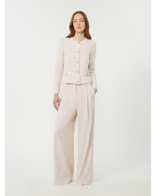 Max Mara White Wool-Blend Trousers