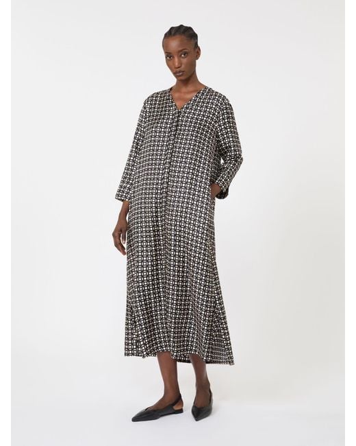 Max Mara Gray Printed Silk Dress
