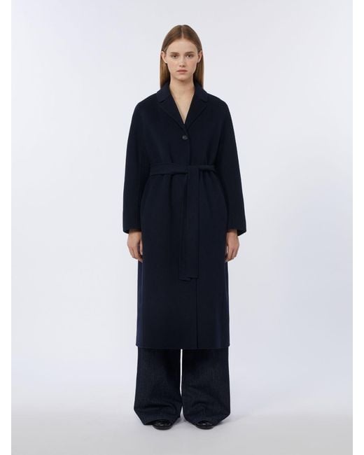 Max Mara Blue Flared Wool Coat