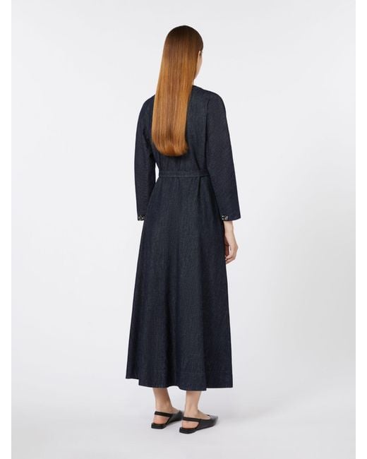Max Mara Blue Cotton Denim Dress With Belt