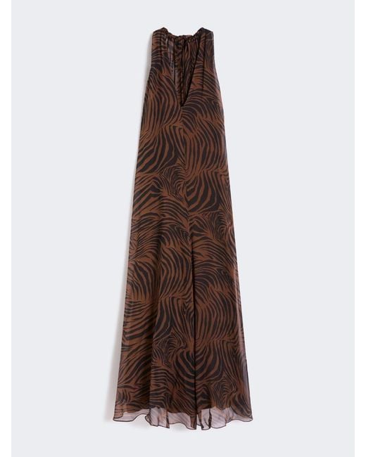 Max Mara Brown Printed Silk Chiffon Dress