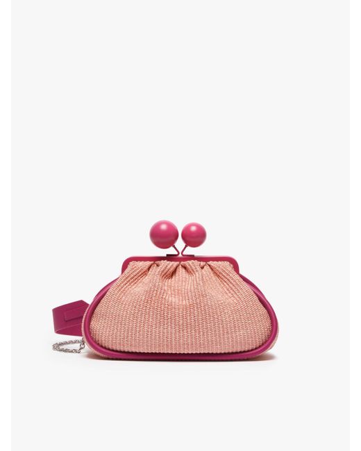 Max Mara Pink Medium Raffia-look Pasticcino Bag