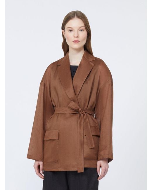 Max Mara Brown Ramie Canvas Jacket