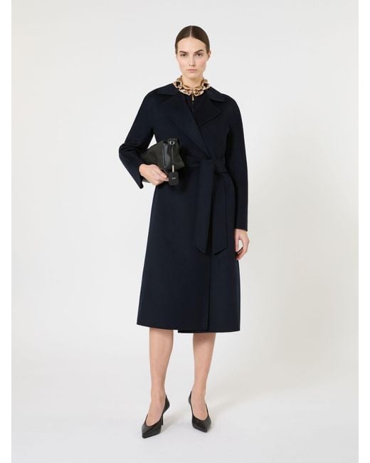 Max Mara Black Langer Mantel Aus Wolle, Kaschmir Und Seide