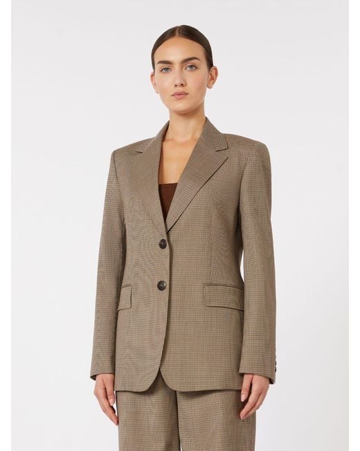 Max Mara Natural Patterned Wool Twill Blazer