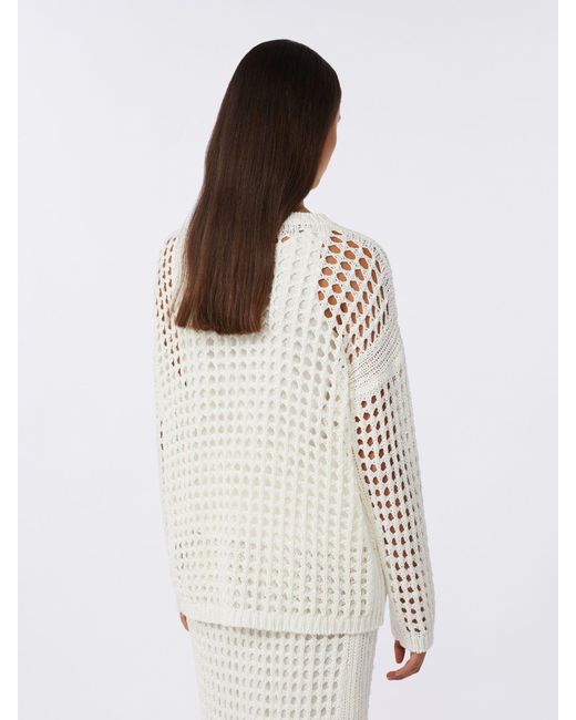 Max Mara White Cotton Mesh Jumper