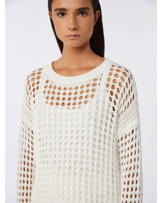 Max Mara White Cotton Mesh Jumper
