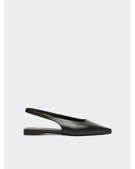 Max Mara White Nappa Leather Flat Slingbacks