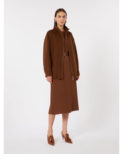 Max Mara Brown Oversize-Mantel Aus Wolle, Kaschmir Und Seide
