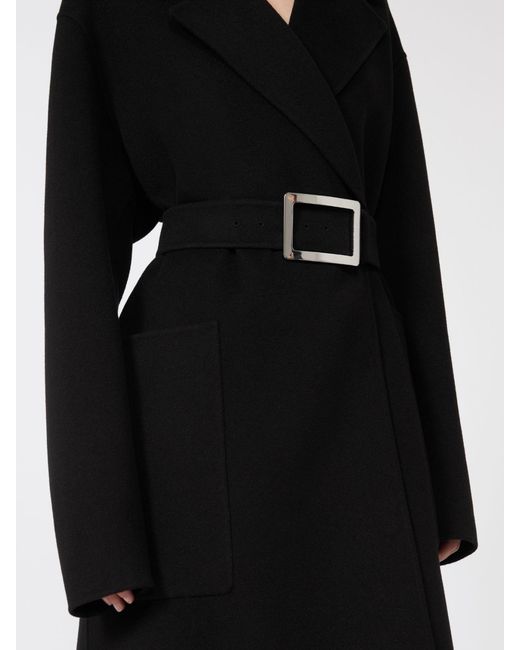 Max Mara Black Pure Wool Robe Coat