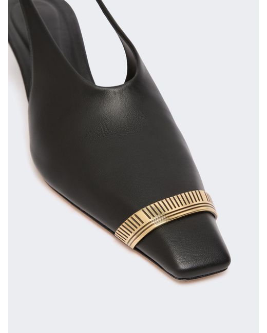 Max Mara White Nappa Leather Slingbacks